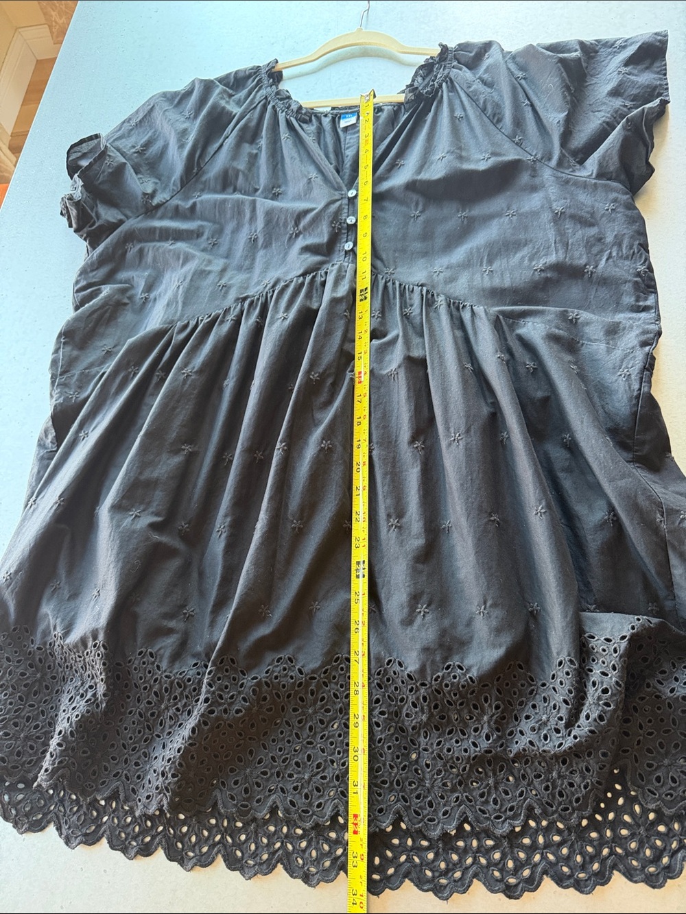 Old Navy Black Cotton Eyelet-Hem Lined Minidress XXL - Picture 9 of 11